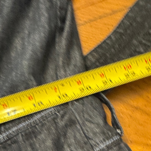 Dark Denim Trench Coat Fitted Button Up Jacket w/ Pockets Patterned Lining 2X - Picture 8 of 14